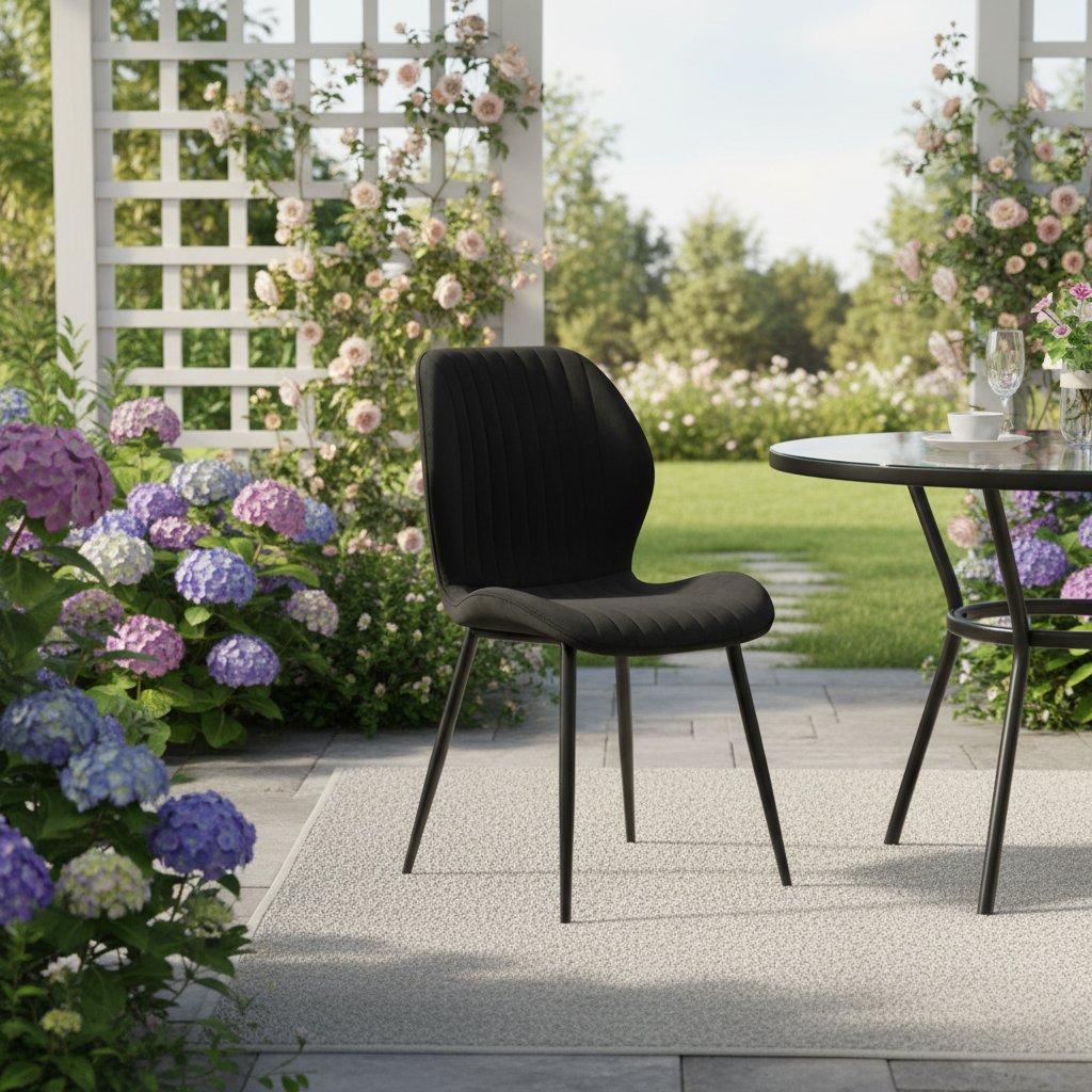 Noir Velvet Fluted Dining Chair - Image 4