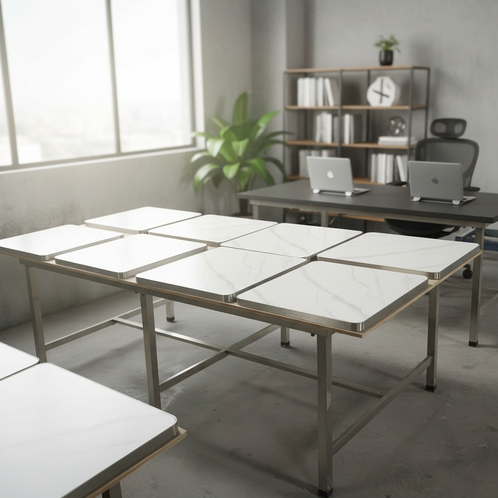 Carrara Grid Inlay Dining Table Top - Image 4