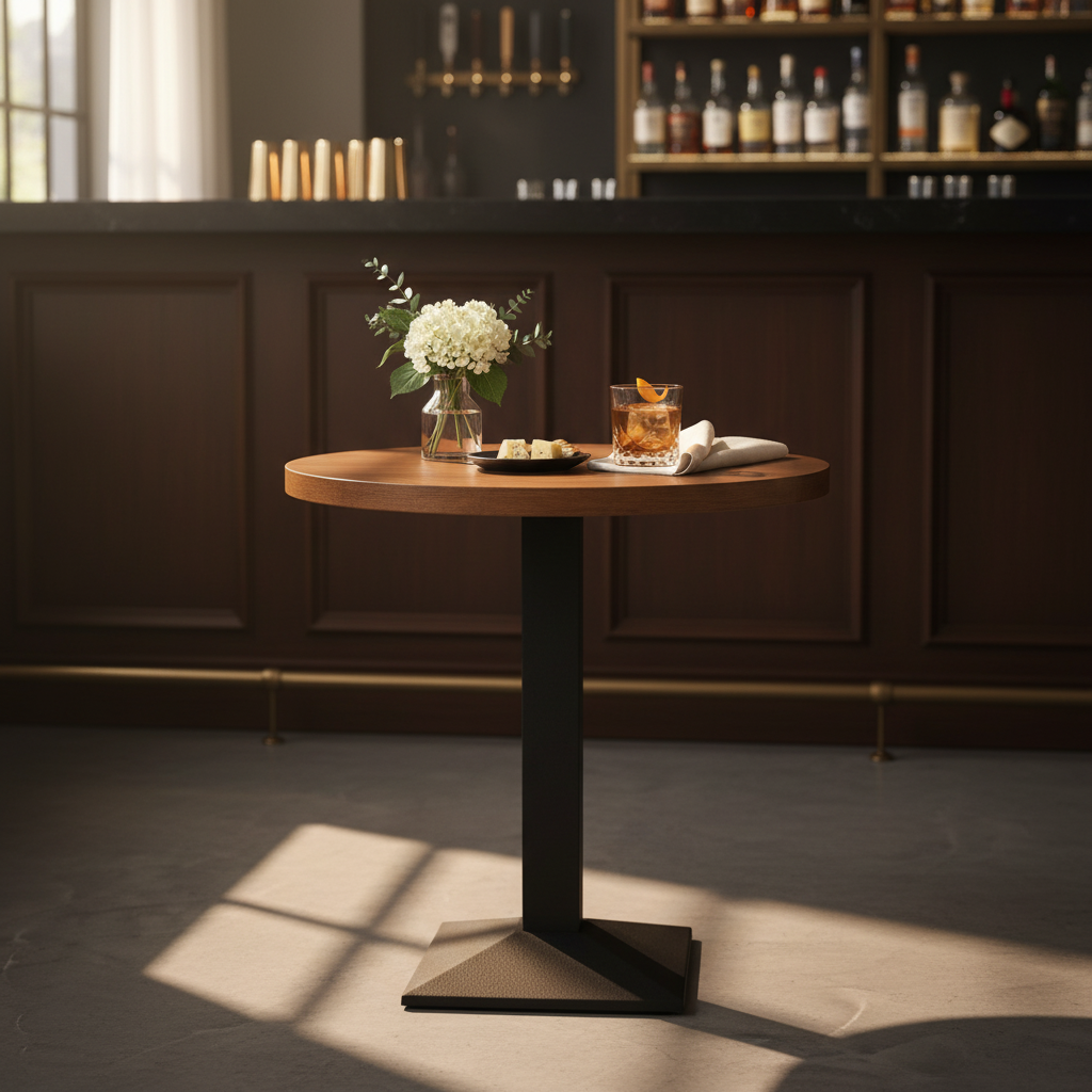 Heritage Walnut Pedestal Bistro Table - Image 4