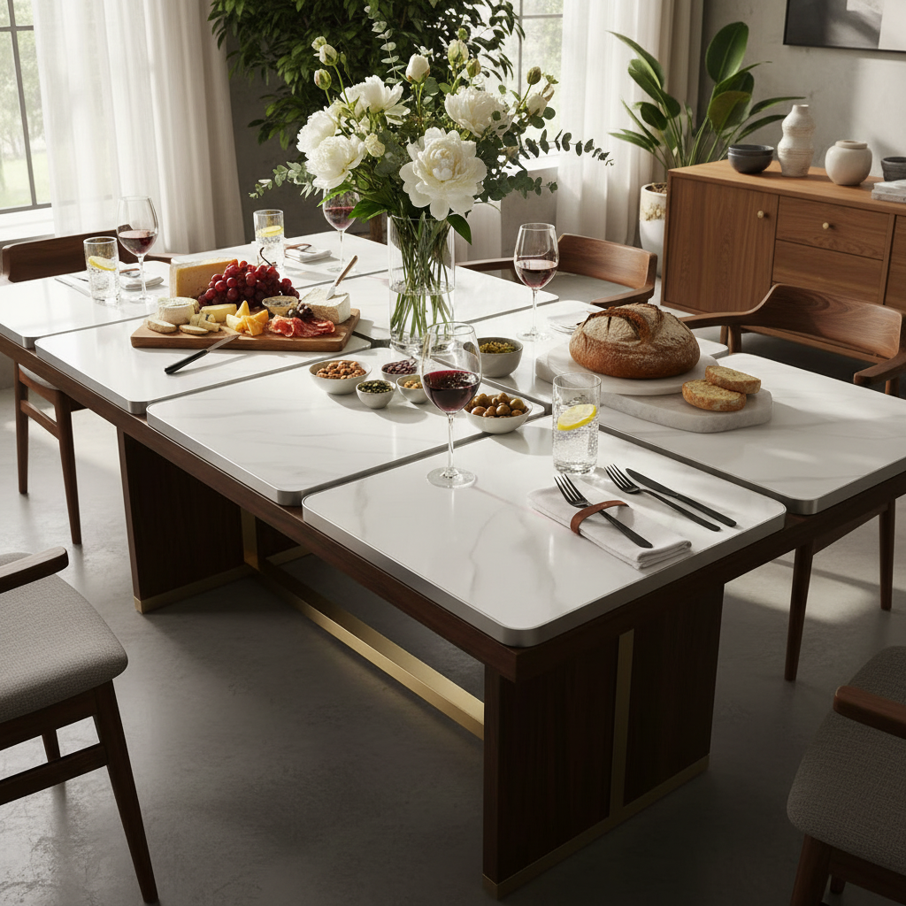 Carrara Grid Inlay Dining Table Top - Image 3